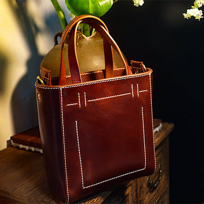 Li Ji | Original handmade leather | High oil mirror vegetable tanned leather small square bag No. 30162 