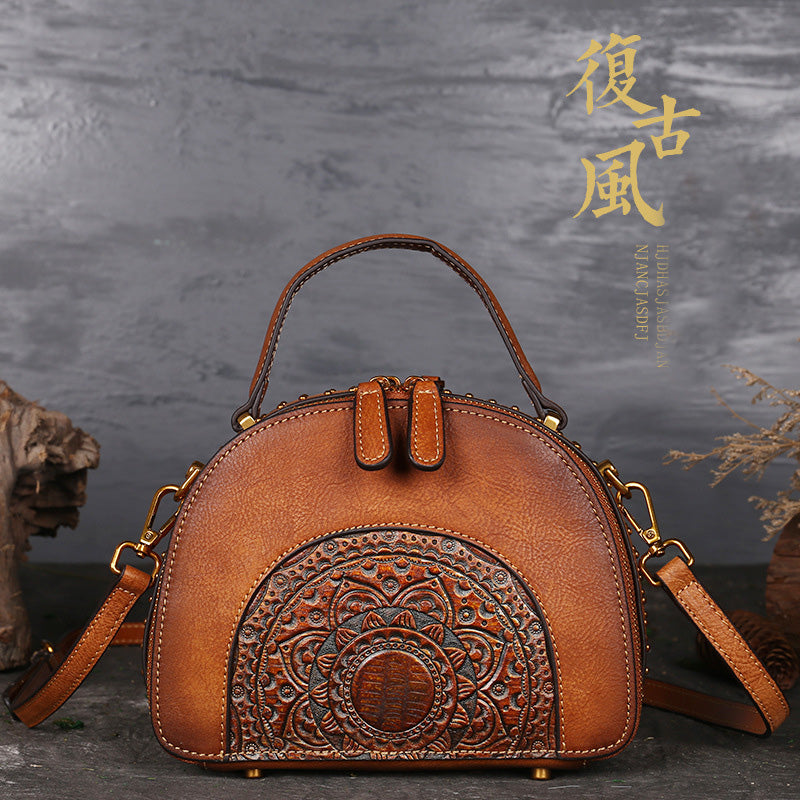 Li Ji | Original handmade leather | Retro-style beautiful first-layer cow leather handbag No. 3205 