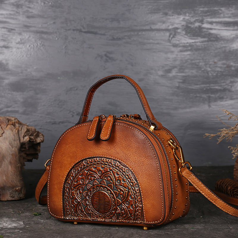 Li Ji | Original handmade leather | Retro-style beautiful first-layer cow leather handbag No. 3205 