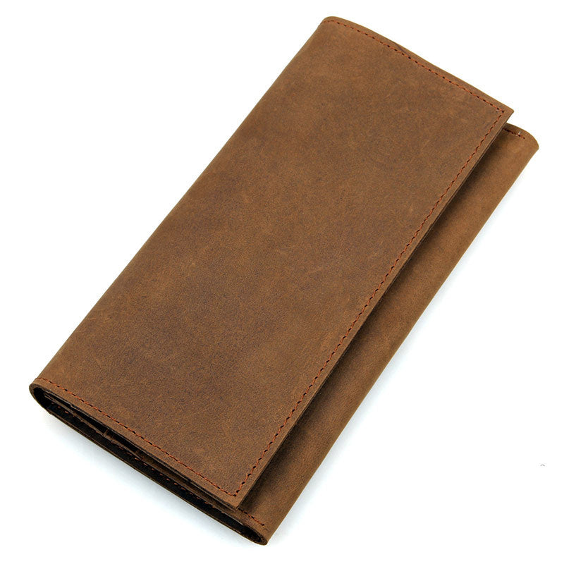 Li Ji | Original leather handmade | Mad cow leather solid color storage three-fold long wallet No. 229-1 