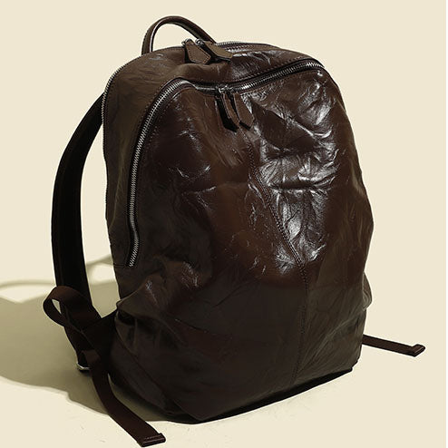 Li Ji | Original handmade genuine leather | High-end hand-scratch pattern unisex backpack No. 3527 