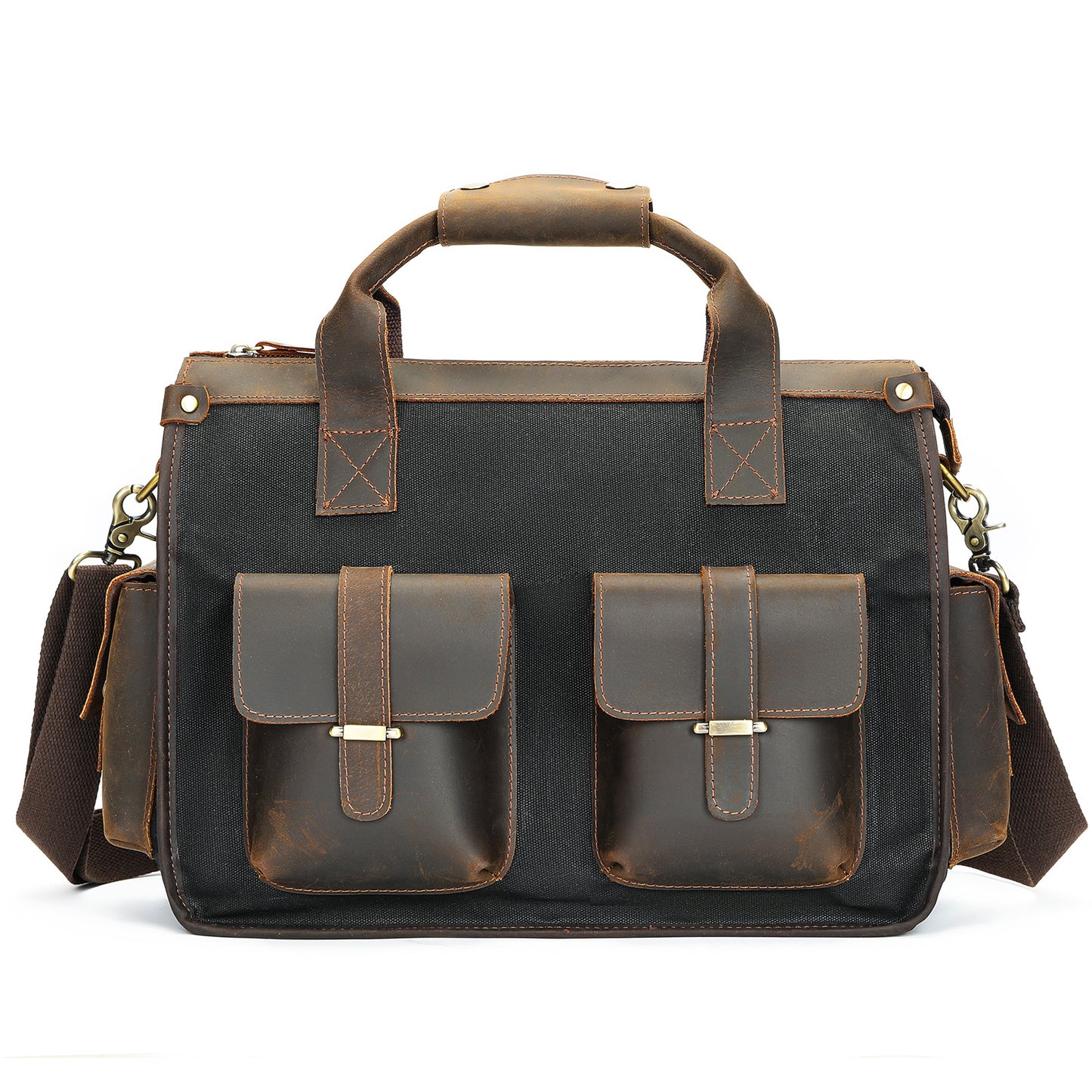 Li Ji | Original handmade leather | Casual retro canvas briefcase No. 5047 