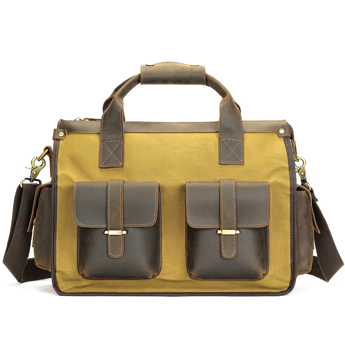 Li Ji | Original handmade leather | Casual retro canvas briefcase No. 5047 