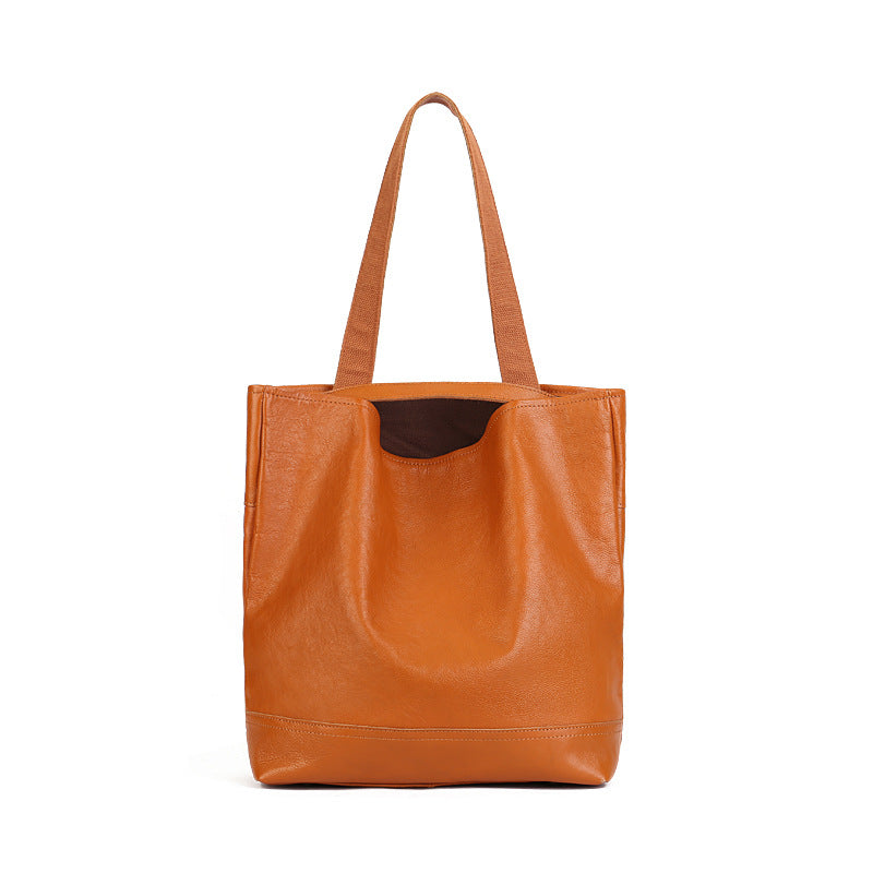 Li Ji | Original handmade leather | Classic solid color soft leather commuter tote bag No. 5091 