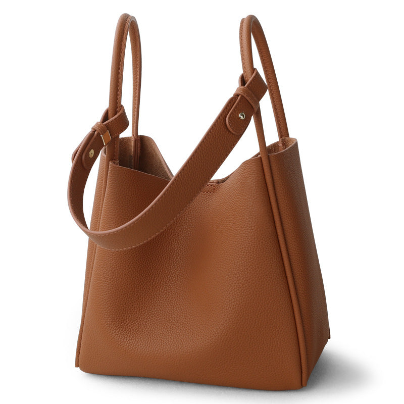 Li Ji | Original handmade leather | Soft and glutinous casual simple leather bucket bag No. 5126 