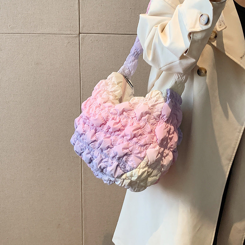 Li Ji | Original handmade genuine leather | Korean version of street rainbow bubble cloud bag No. 5165 