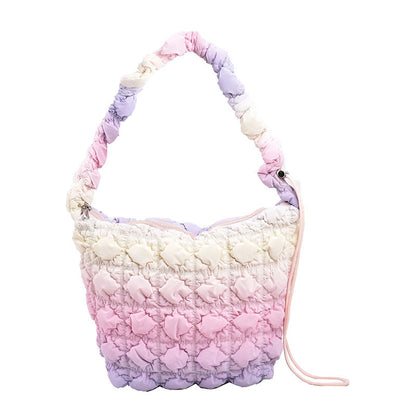 Li Ji | Original handmade genuine leather | Korean version of street rainbow bubble cloud bag No. 5165 