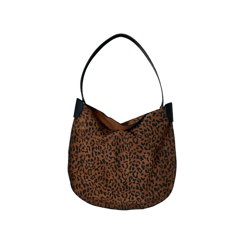 Li Ji | Original handmade leather | Matte leather, retro leopard print, armpit bag No. 60188 