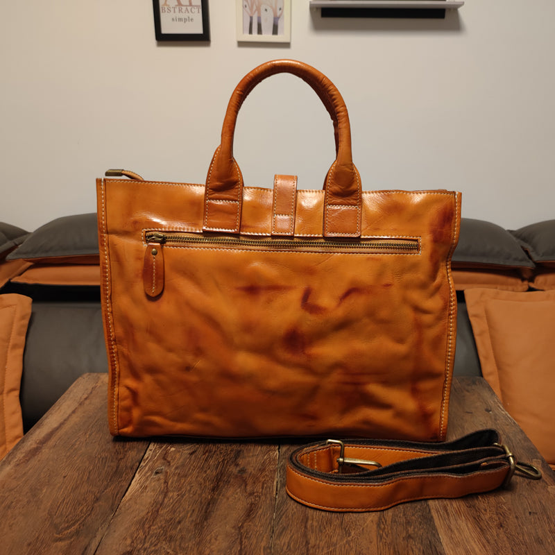 Li Ji | Original handmade genuine leather | Vegetable tanned leather and cow leather business laptop bag No. 6076 