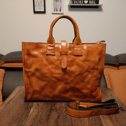 Li Ji | Original handmade genuine leather | Vegetable tanned leather and cow leather business laptop bag No. 6076 