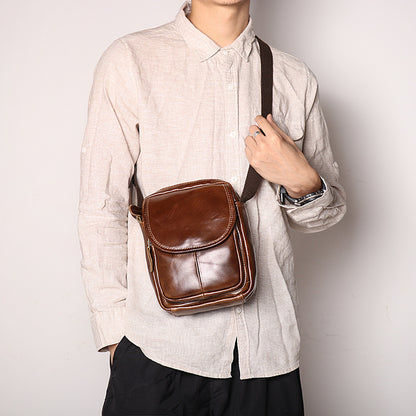 Li Ji | Original handmade genuine leather | Simple first-layer cowhide shoulder bag No. 63-2 