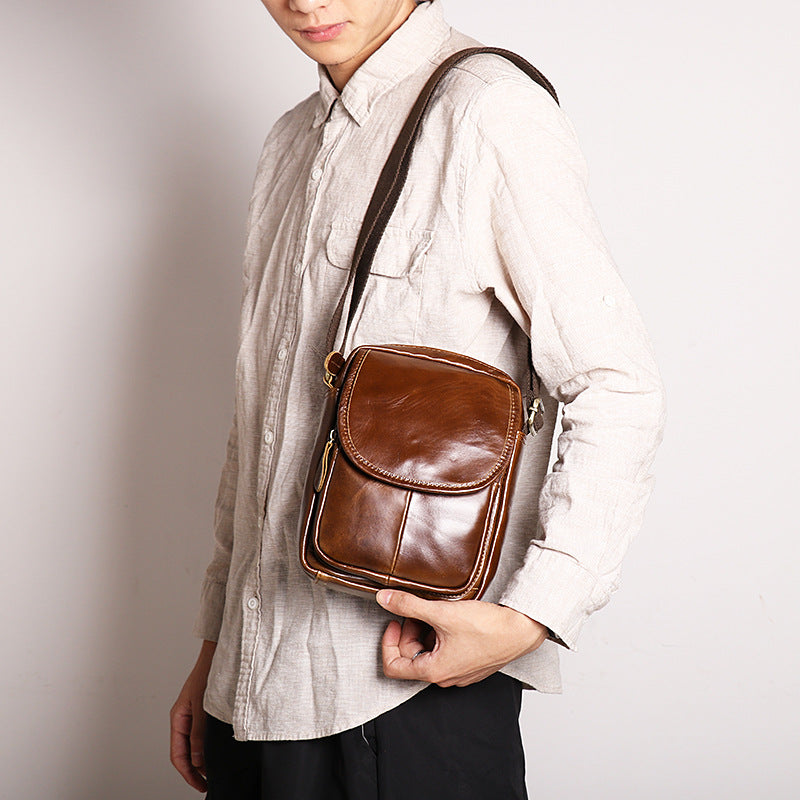 Li Ji | Original handmade genuine leather | Simple first-layer cowhide shoulder bag No. 63-2 