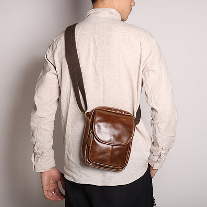 Li Ji | Original handmade genuine leather | Simple first-layer cowhide shoulder bag No. 63-2 