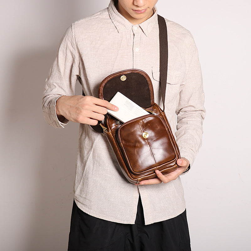 Li Ji | Original handmade genuine leather | Simple first-layer cowhide shoulder bag No. 63-2 