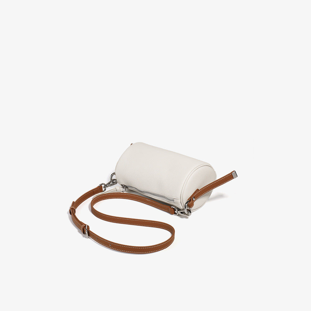 Li Ji | Original handmade leather | Contrast color simple cylindrical small bag No. 6338 