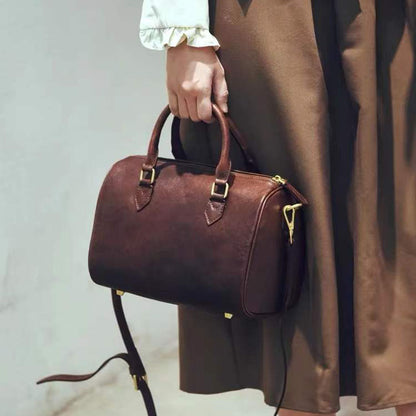 Li Ji | Original handmade genuine leather | First layer vegetable tanned leather ヘッ vintage Boston handbag No. 64200 