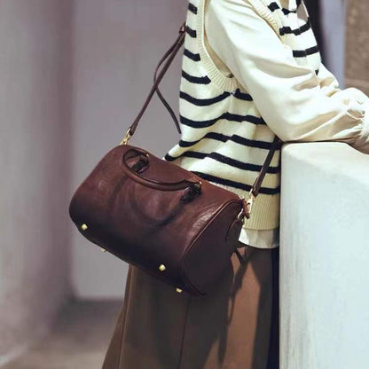 Li Ji | Original handmade genuine leather | First layer vegetable tanned leather ヘッ vintage Boston handbag No. 64200 