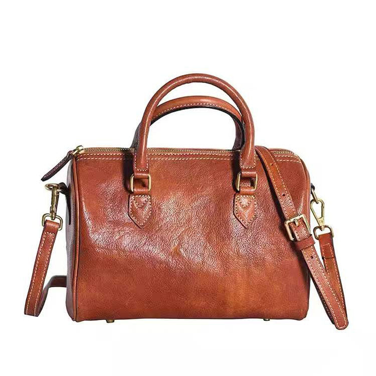 Li Ji | Original handmade genuine leather | First layer vegetable tanned leather ヘッ vintage Boston handbag No. 64200 