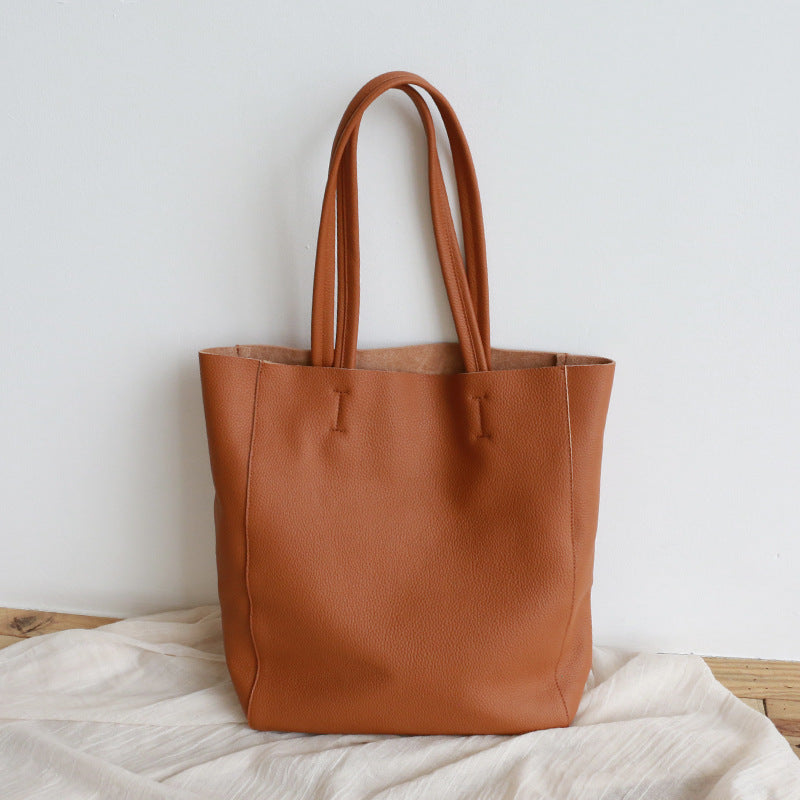 Li Ji | Original handmade leather | First-layer cowhide simple tote bag No. 6513C 