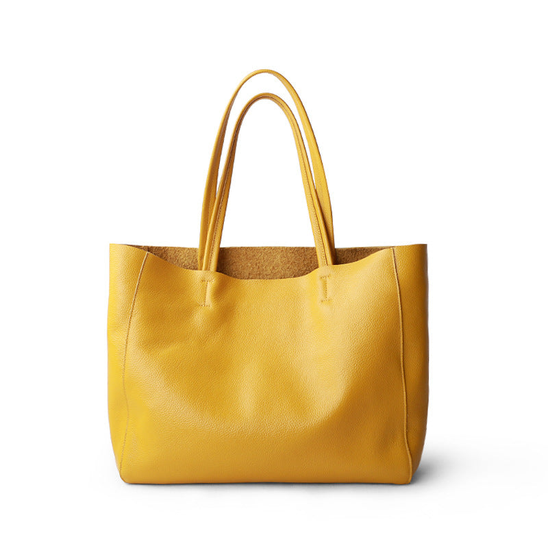 Li Ji | Original handmade leather | First-layer cowhide simple tote bag No. 6513C 