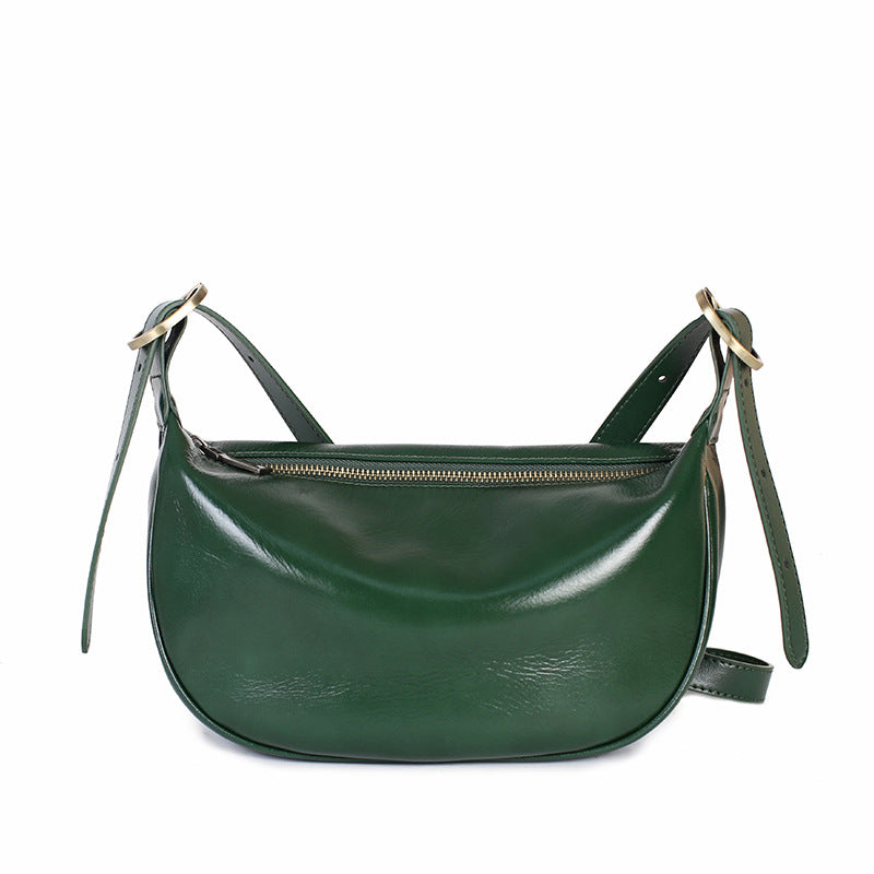 Li Ji | Original handmade genuine leather | Half-yen shaped hand-touched dumpling bag No. 6692 