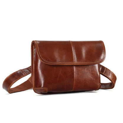 Li Ji | Original handmade leather | Vintage vegetable tanned leather hand-scratch crossbody bag No. 6982 