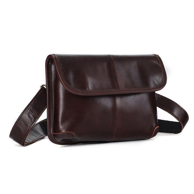 Li Ji | Original handmade leather | Vintage vegetable tanned leather hand-scratch crossbody bag No. 6982 