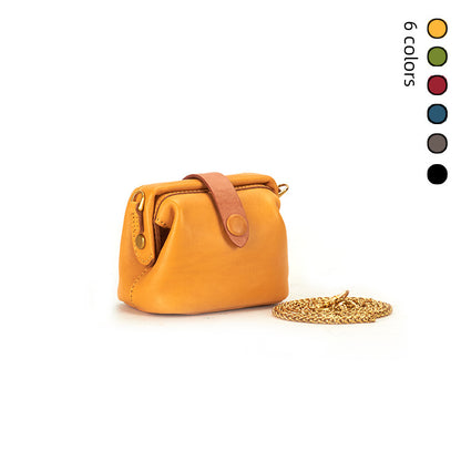 Li Ji | Original handmade genuine leather | First layer cowhide vegetable tanned leather mini doctor bag No. 71082 