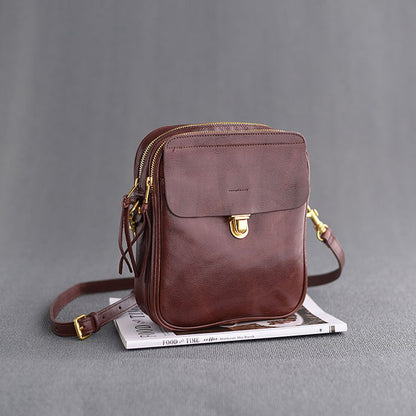 Li Ji | Original handmade leather | American retro first-layer cowhide multi-compartment cross-body bag No. 7738-2 