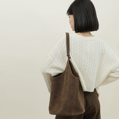 Li Ji | Original handmade leather | Korean-style retro suede cowhide bucket bag No. 7776