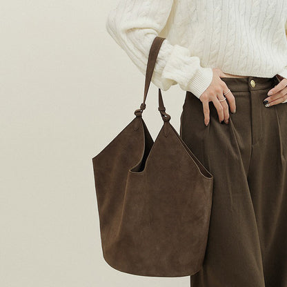 Li Ji | Original handmade leather | Korean-style retro suede cowhide bucket bag No. 7776