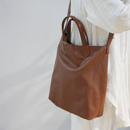 Li Ji | Original handmade leather | Two-purpose soft cowhide canvas tote bag with full sense of design No. 80391 