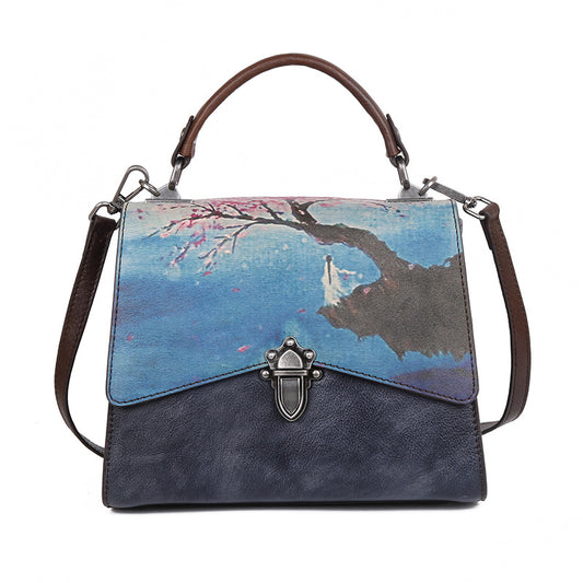 Li Ji | Original handmade genuine leather | First-layer cowhide hand-painted handbag No. 8082 