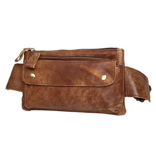 Li Ji | Original handmade genuine leather | First layer cowhide casual waist bag No. 8136 