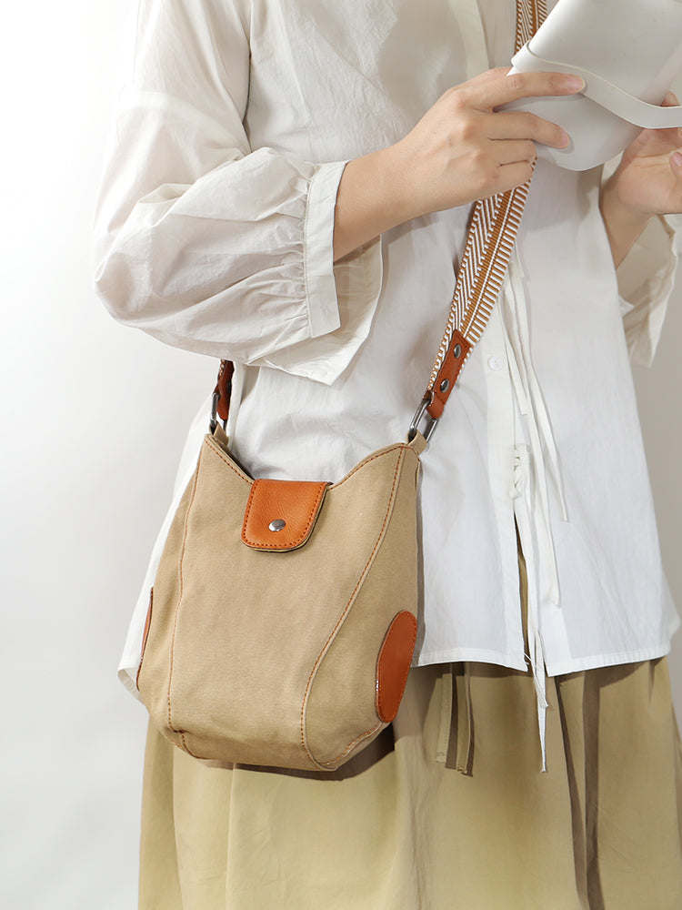 Li Ji | Original handmade leather | Casual Japanese and Korean genderless canvas bag No. 88330 