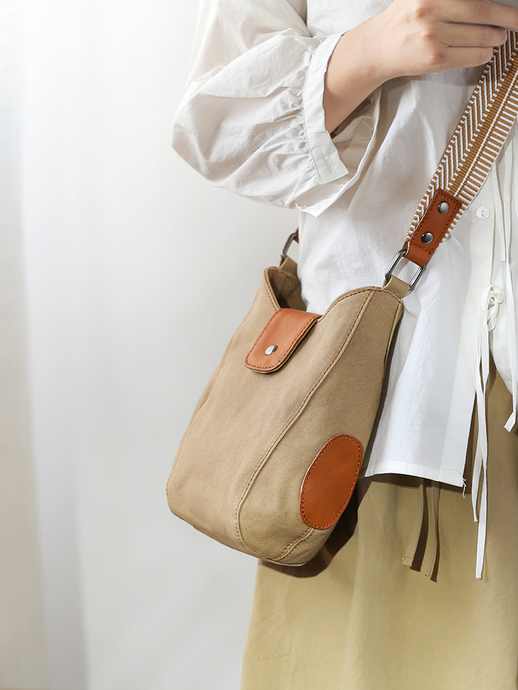 Li Ji | Original handmade leather | Casual Japanese and Korean genderless canvas bag No. 88330 