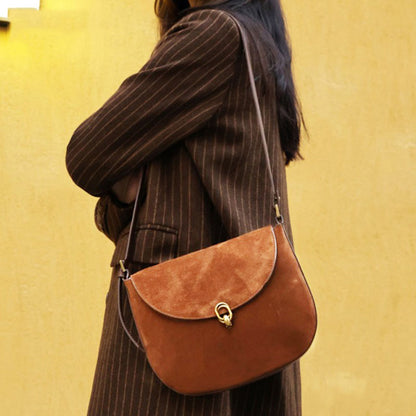 Li Ji | Original handmade genuine leather | Simple shape, plain color, suede armpit bag No. 8918 