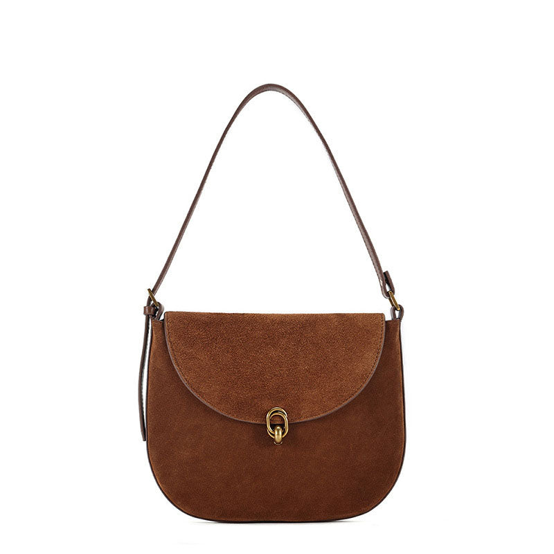 Li Ji | Original handmade genuine leather | Simple shape, plain color, suede armpit bag No. 8918 