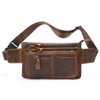 Li Ji | Original handmade genuine leather | Vintage free cutter functional waist bag No. 8953