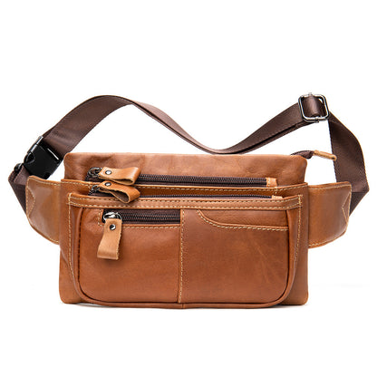 Li Ji | Original handmade genuine leather | Vintage free cutter functional waist bag No. 8953