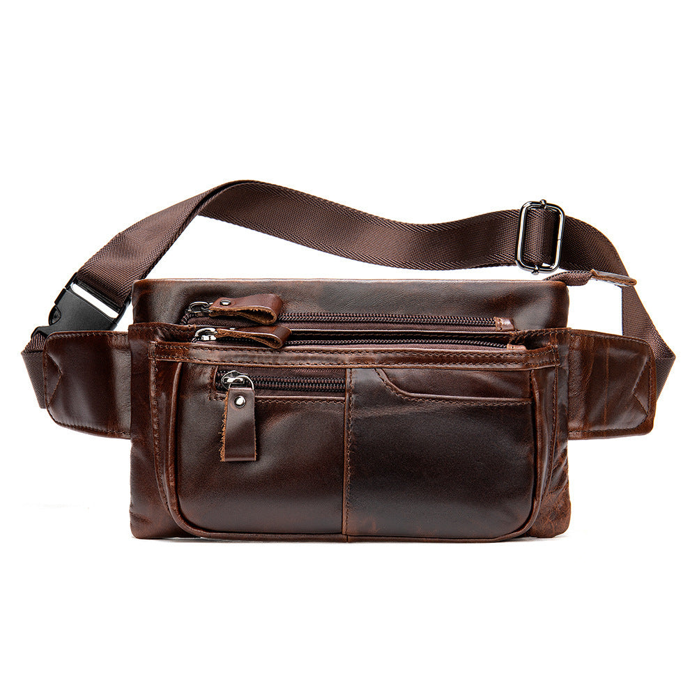 Li Ji | Original handmade genuine leather | Vintage free cutter functional waist bag No. 8953