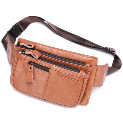 Li Ji | Original handmade genuine leather | Vintage free cutter functional waist bag No. 8953