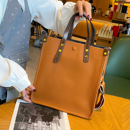 Li Ji | Original handmade genuine leather | First-layer cowhide ヴィ pure solid color tote bag No. 9020A 