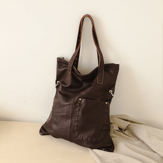 Li Ji | Original handmade leather | Summer lazy style casual versatile tote bag No. 9161 