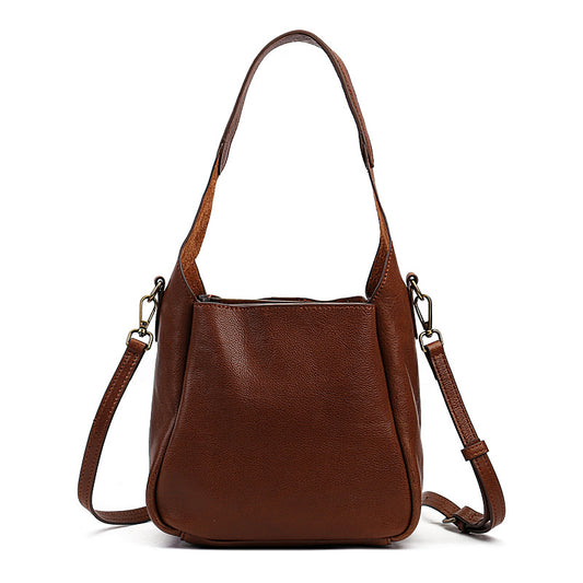 Li Ji | Original handmade genuine leather | Solid color first-layer cow leather handbag No. 9162 