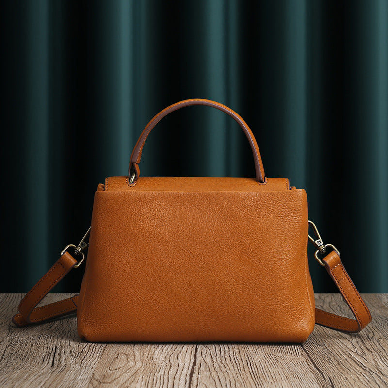 Li Ji | Original handmade genuine leather | Solid color ロッ genuine leather レ lock handbag No. 9192 