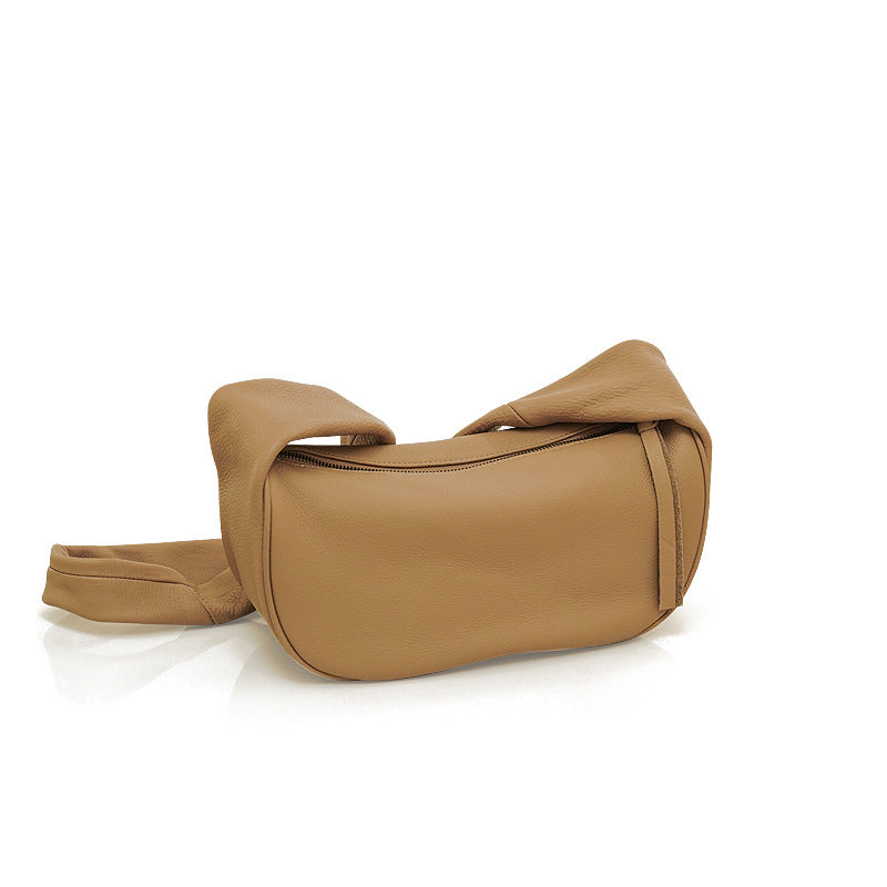 Li Ji | Original handmade genuine leather | High-end soft leather wide shoulder strap crescent bag No. 9303A