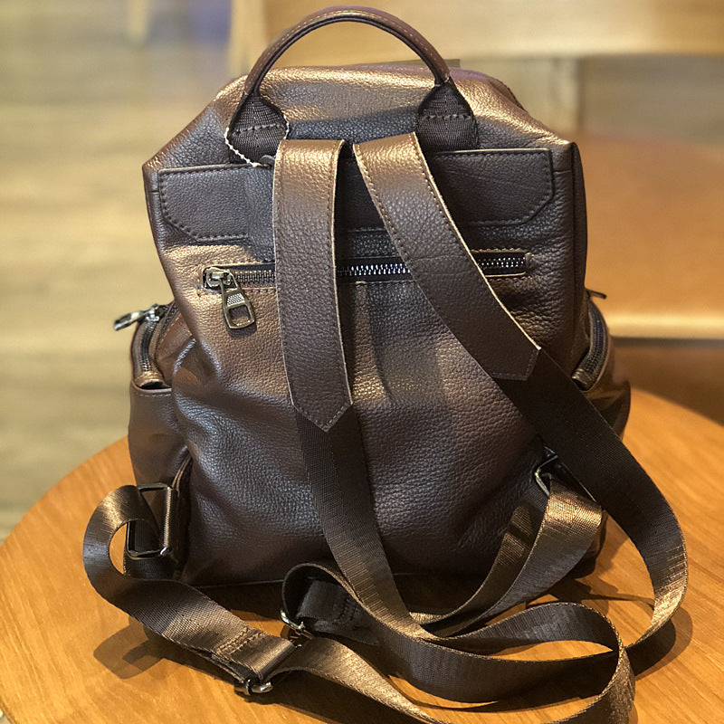 Li Ji | Original handmade leather | Korean version urban simple casual backpack No. 9357