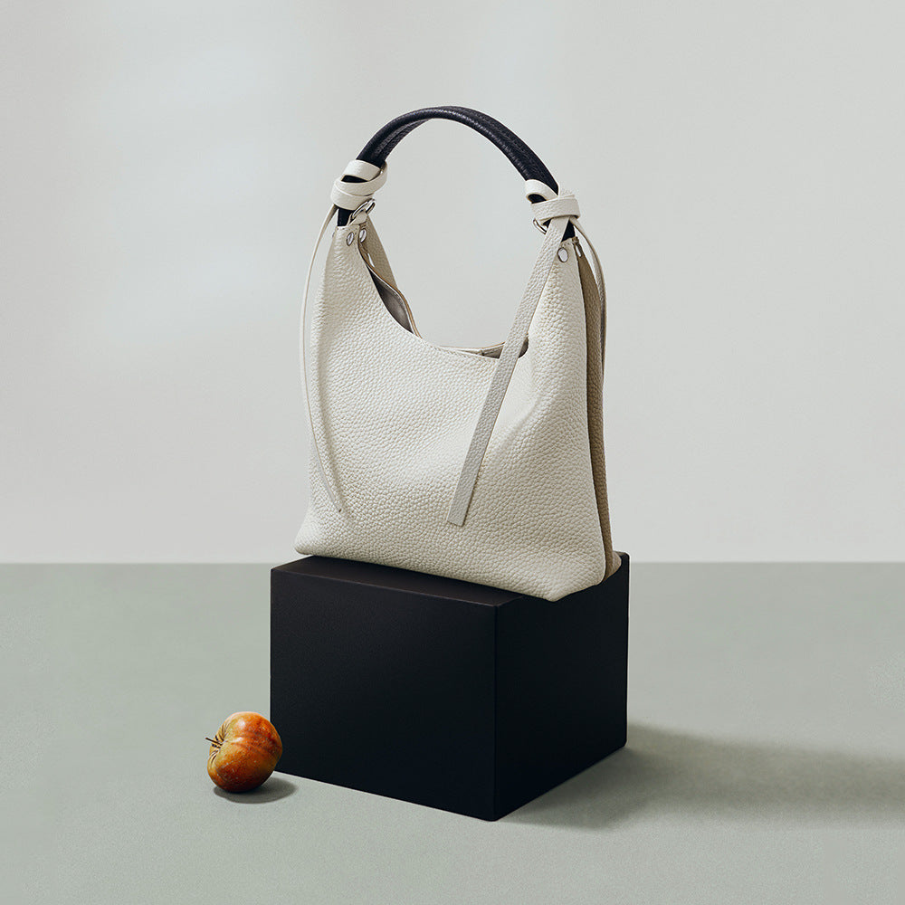 Li Ji | Original handmade genuine leather | Korean version of the color-blocked lunch box bag for a small number of people No. 9717 