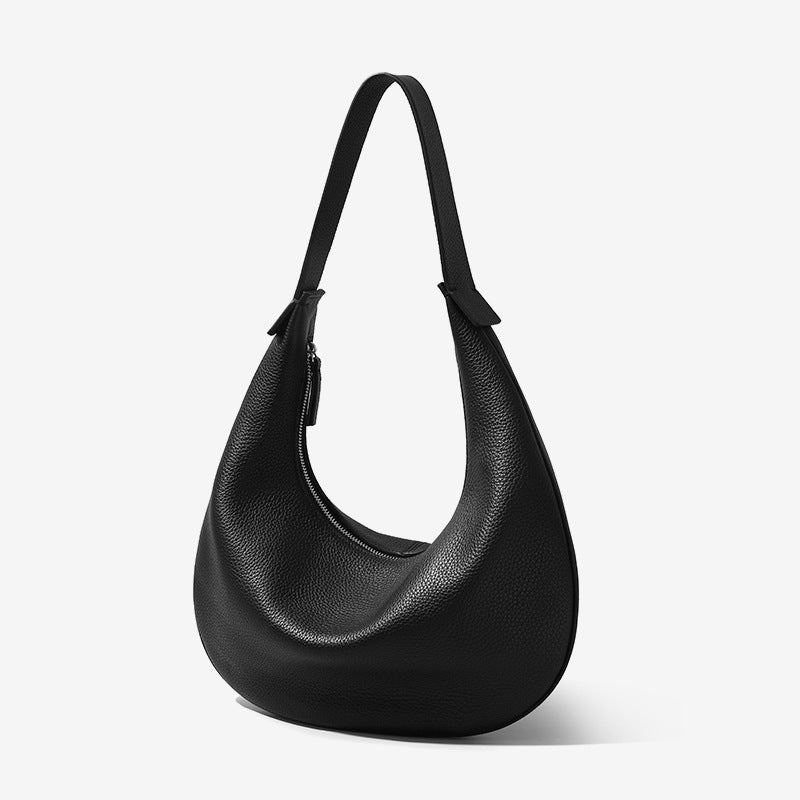 Li Ji | Original handmade genuine leather | Simple feel ~ lychee pattern top layer underarm crescent bag No. 9737 